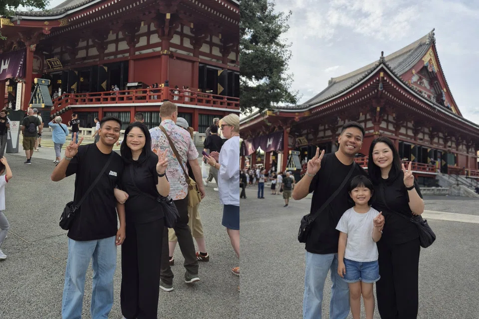 (Gambar kiri) Gambar betul penulis dan suaminya, berserta gambar AI yang dijana AI Gemini dengan arahan untuk menunjuk anak pasangan (gambar kanan).