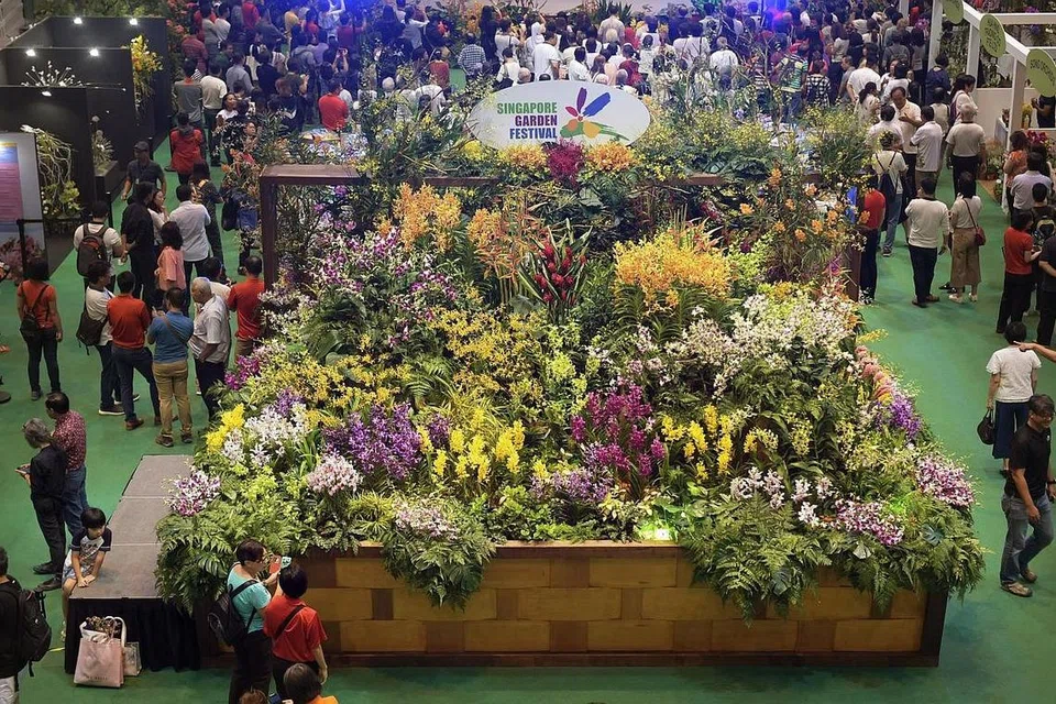 PESTA TAMAN SINGAPURA TAHUN LALU: Pertunjukan Hortikultur Pesta Taman Singapura (SGF) tahun ini akan berlangsung selama sembilan hari dari 27 April hingga 5 Mei di Jurong Lake Gardens. - Foto fail