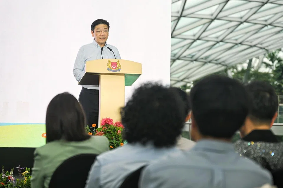 Perdana Menteri, Encik Lawrence Wong, di majlis pelancaran sambutan ulang tahun ke-40 Reach di Jewel, Lapangan Terbang Changi, pada 29 Mac.