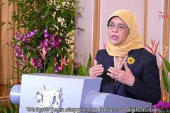 PERANAN WANITA: Presiden Halimah berkata wanita boleh memainkan peranan penting dalam membangunkan pemulihan yang berdaya tahan, mampan dan inklusif dalam dunia pasca Covid-19. - Foto ISTANA