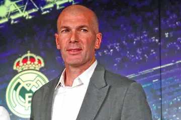 KEMBALI KE BERNABEU: Jurulatih baharu Real Madrid, Zinedine Zidane pada sidang akhbar di Santiago Bernabeu, Madrid, Sepanyol. - Foto REUTERS
