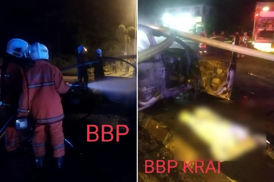 Kejadian berlaku di hadapan bangunan BSN Kuala Krai, Jalan Gua Musang - Kuala Krai, Kelantan.