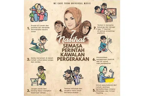 BERI NASIHAT SAMBIL PROMOSI 'SINGLE' BARU: Dalam poster digitalnya, Siti Nurhaliza senaraikan tujuh perkara yang boleh dilakukan rakyat sepanjang 14 hari pematuhan Perintah Kawalan Pergerakan yang berkuat kuasa di Malaysia sejak Rabu. - Foto INSTAGRAM SITI NURHALIZA