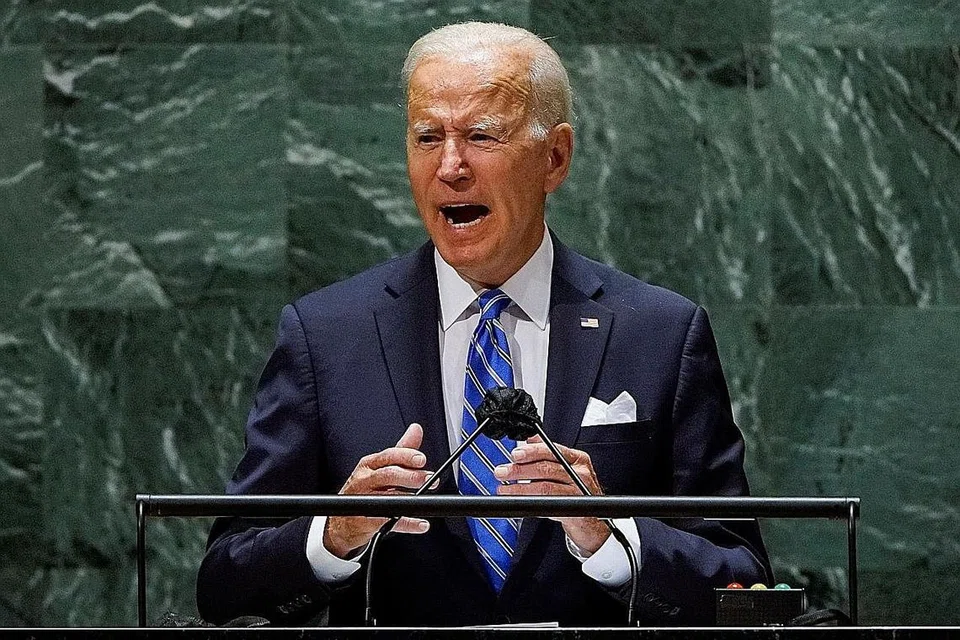 UCAPAN PERTAMA DI PBB: Encik Joe Biden berjanji mengekang tindakan ketenteraan dan usaha gigih terhadap perubahan iklim. - Foto REUTERS