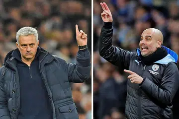 (Kiri) Jose Mourinho, pengurus Tottenham Hotspurs. (Kanan) Pep Guardiola, pengurus Manchester City.