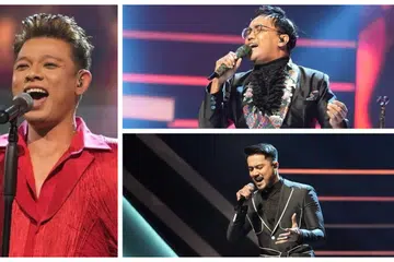 YANG HEBAT, YANG BELUM SAMPAI DAN YANG TERSINGKIR: Hady Mirza (kiri) berada di tangga teratas All Stars Gegar Vaganza pada Ahad malam manakala Aliff Aziz (kanan, di bawah) masih berada di tiga tangga terakhir. Ezad Lazim tersingkir selepas mendapat markah paling rendah.