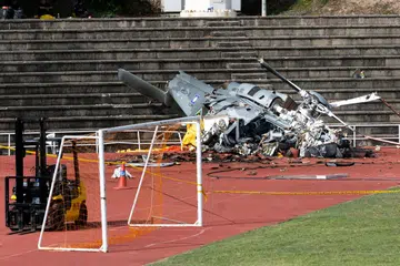 Bangkai helikopter yang terhempas dalam nahas di Pangkalan Tentera Laut Diraja Malaysia (TLDM) di Lumut, Perak, pada 23 April. Seramai 10 kru terkorban dalam nahas itu.