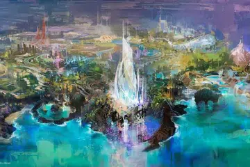 Lakaran ilustrasi taman bertema Disneyland, yang akan dibuka di Pulau Yas, Abu Dhabi.