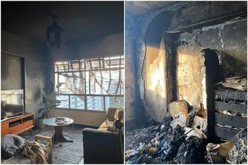 Gambar-gambar yang dimuatnaik Encik Luqman menunjukkan kebanyakan barangan di rumahnya yang terbakar kelihatan berada dalam keadaan teruk dan hampir seluruh rumahnya diselimuti bekas hitam. - 