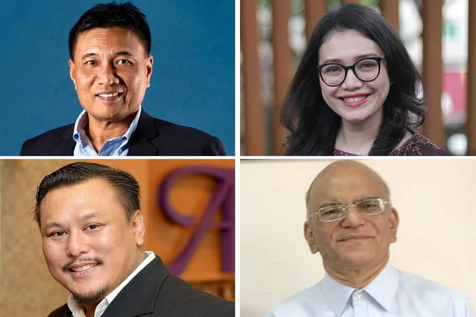 REAKSI PEMIMPIN: Beberapa pemimpin masyarakat (ikut putaran jam dari atas kiri) Encik Abu Bakar Mohd Nor, Cik Hazlina Abdul Halim, Encik Ameerali Abdeali dan Dr Md Badrun Nafis Saion, menyokong dan lahirkan keyakinan dengan kepimpinan Encik Saat Abdul Rahman sebagai Presiden baru Muis. - Foto-foto fail