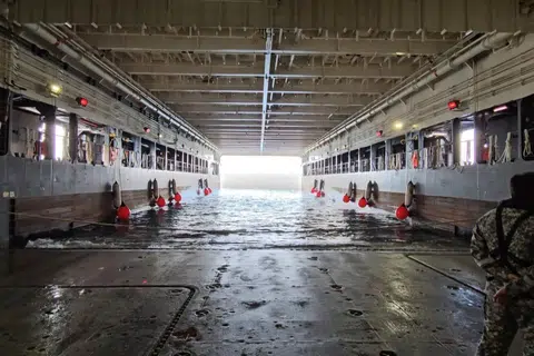 ‘Well dock’ adalah kawasan meletak Kapal Utiliti Laju (FCU). Pasukan tentera akan menaiki atau mendarat dari FCU di kawasan ini, dengan bantuan tentera laut yang melabuhkan kapal dari bahagian tepi dan depan kapal. Setiap tembok juga mempunyai dapra atau ‘fender’ untuk menyerap hentakan dan mengelakkan kerosakan semasa kapal berlabuh. 