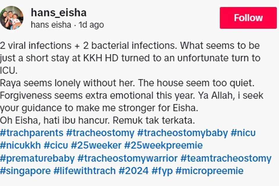 Catatan Encik Salihan di TikTok meminta agar Tuhan memberinya ketabahan.