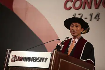 Pemangku Menteri Pendidikan (Pengajian Tinggi dan Kemahiran), Encik Ong Ye Kung, di konvokesyen UniSIM pada pagi Rabu (12 Okt).