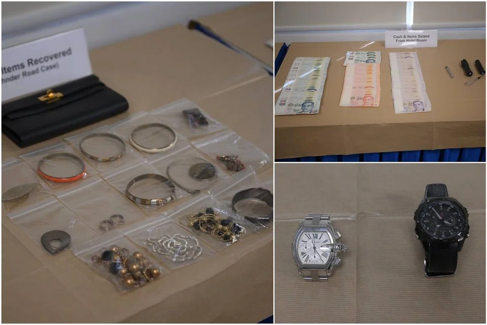 Polis menemui semula dua jam tangan tangan bernilai sekitar $8,950 kesemuanya; sebuah beg berjenama berharga kira-kira $5,000, di samping wang tunai sekitar $3,570 serta pelbagai jenis barang kemas.