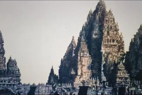 HASIL TANGAN PELUKIS: ‘Roro Jonggrang Prambanan’, menggunakan pastel. 
