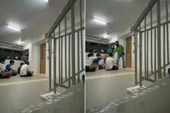 Sekumpulan remaja duduk di hadapan pintu lif di sebuah lobi lif di Bukit Batok untuk menyambut kedatangan seorang pekerja penghantaran yang ditugaskan untuk memenuhi tempahan mereka.