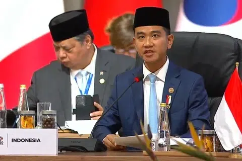 Naib Presiden Indonesia, Encik Gibran Rakabuming Raka, menyampaikan kenyataan negaranya pada Sidang Puncak Pemimpin G20 di Johannesburg, Afrika Selatan, pada 22 November 2025. Mahkamah Perlembagaan Indonesia menolak permohonan untuk menggugurkan beliau daripada jawatan Naib Presiden, meskipun persoalan mengenai kelayakan pendidikannya dibangkitkan dalam pertimbangan mahkamah.