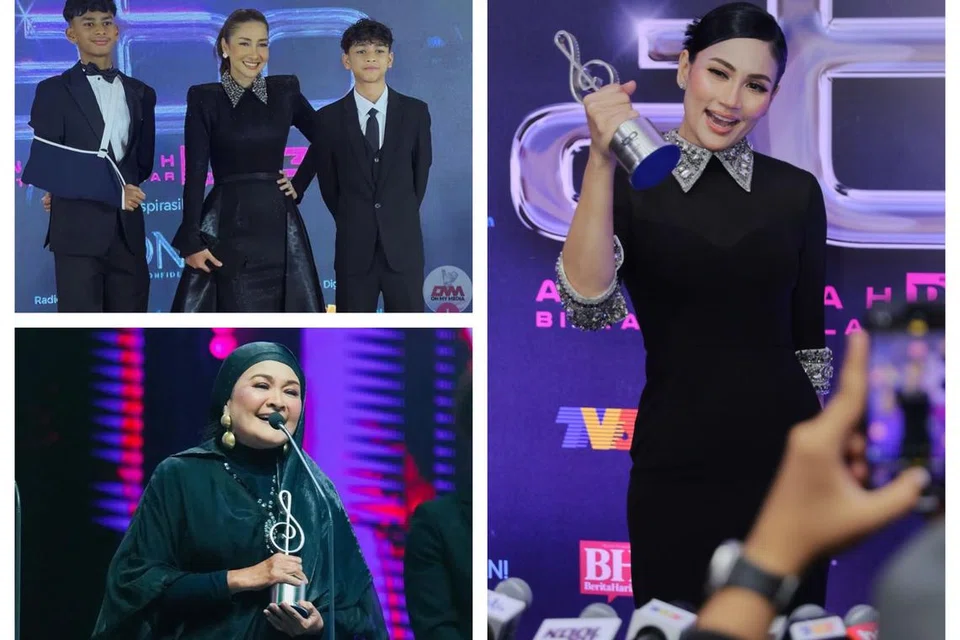 Rita Rudaini (atas, kiri yang bergambar bersama dua puteranya) tidak pernah menerima sebarang anugerah sepanjang 30 tahun bergelar anak seni, manakala Fasha Sandha (kanan) dan Raja Ema (bawah, kiri) pula sudah lama tidak menjulang Anugerah Bintang Popular Berita Harian (ABPBH) Malaysia.