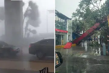 RIBUT: Sekitar Bandar Raya Johor Bahru kelihatan ditimpa ribut pada petang 9 Oktober 2023.