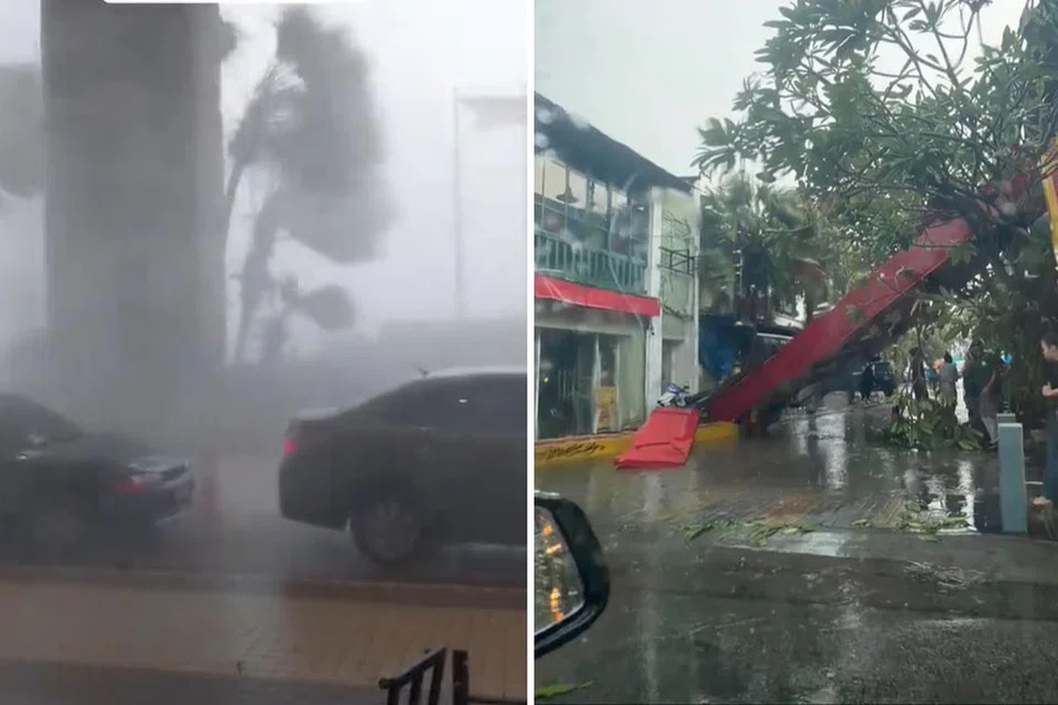RIBUT: Sekitar Bandar Raya Johor Bahru kelihatan ditimpa ribut pada petang 9 Oktober 2023.