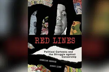 TIDAK MAHU KEHARMONIAN AGAMA TERJEJAS: Buku 'Red Lines: Political Cartoons and the Struggle Against Censorship', yang ditulis oleh Dr Cherian George dan Encik Sonny Liew, dilarang diedarkan di sini November lalu, sekitar tiga bulan selepas ia dilancarkan di Amerika. IMDA mendapatkan pandangan agensi relevan sebelum membuat keputusan berhubung kandungan yang boleh menjejas keharmonian agama. - Foto fail