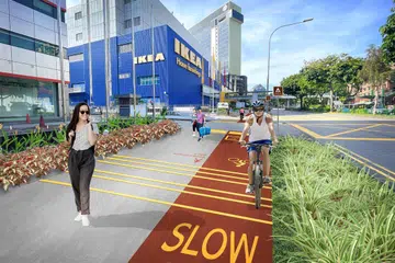 Satu ilustrasi yang menggambarkan laluan berbasikal baru yang akan dibina di Bukit Merah, sepanjang Alexandra Road.