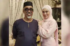 Sabri dan Angeline meraikan Aidilfitri buat kali pertama sebagai pasangan suami isteri di Kota Bharu, Kelantan. 