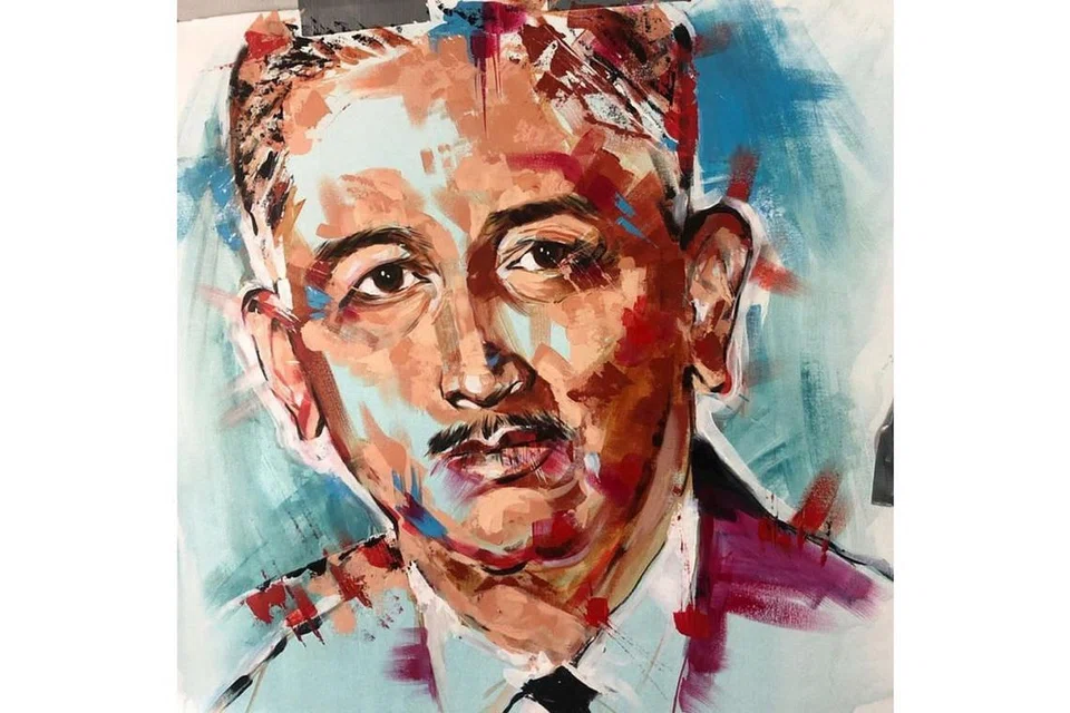MENGIMBAS SEJARAH: Potret Presiden Singapura pertama, Encik Yusof Ishak, dihasilkan Encik Muhammad Nurman Selamat sebagai sumber pembangkit semangat. - Foto ihsan MUHAMMAD NURMAN SELAMAT