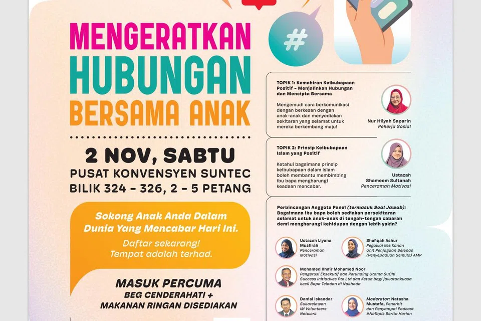 Sidang keibubapaan ‘Mengeratkan Hubungan Bersama Anak’ anjuran Berita Harian akan diadakan pada 2 November 2024. 