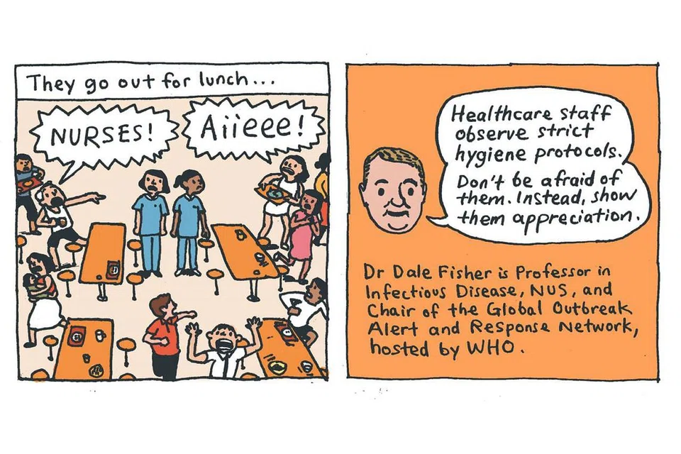 KISAH-KISAH COVID-19: "RAGAM SERAGAM" (Kiri) Waktu mereka makan tengah hari... Jururawat! Alamak! (Kanan) - Kakitangan penjagaan kesihatan mengamalkan protokol kebersihan yang ketat. Anda tidak perlu berasa takut terhadap mereka. Sebaliknya, tunjukkan penghargaan kepada mereka.