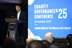Pemangku Menteri Kebudayaan, Masyarakat dan Belia merangkap Menteri Negara Kanan (Pendidikan), Encik David Neo, berucap pada Persidangan Tadbir Urus Badan Amal tahunan pada 29 Oktober.