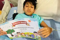 Keadaan Muhammad Akid Asyraafiq Abdul Rahim selepas jalani pembedahan pertama pada Hari Raya Haji 2024.
