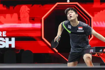 AZAM BAIKI DIRI: Selepas terkandas di peringkat 16 terakhir di Singapore Smash, Izaac Quek berazam belajar daripada pemain terbaik dan perbaiki diri. - Foto ZAOBAO