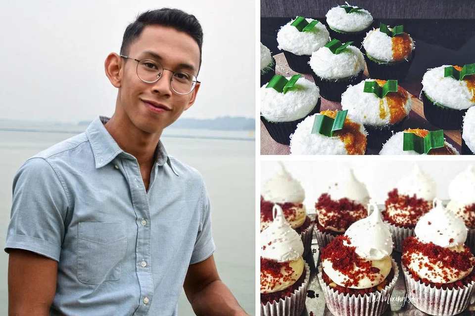 PELBAGAIKAN SELERA: Encik Nur Irsyad (kiri) telah mencipta banyak perisa baru seperti triple nutella, lemon bueberry, peanut butter chocolate, coconut key lime dan bermacam jenis kek yang lain untuk menarik pelanggan. - Foto BM oleh TAN KER WEI, THE MIXING BOWL