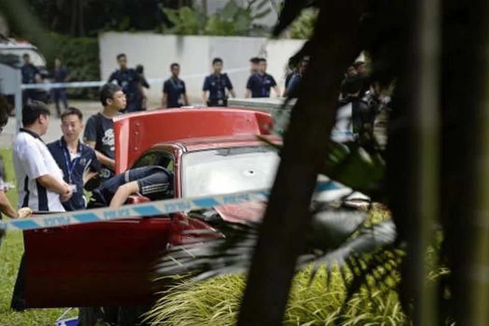 Kereta Subaru Impreza dalam kes tembakan di Hotel Shangri-La. - Gambar fail.