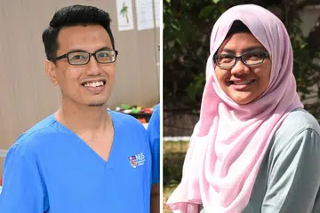 TINGKAT KEMAHIRAN: Encik Muhammad Rusydi (kiri) yang sebelum ini merupakan pengurus kedai runcit dan kini jururawat setelah menyertai PCP bagi Jururawat Berdaftar (Sarjana Muda) sementara Cik Norfazillah menyertai PCP untuk menjadi pekerja sosial yang berkelayakan. - Foto-foto fail