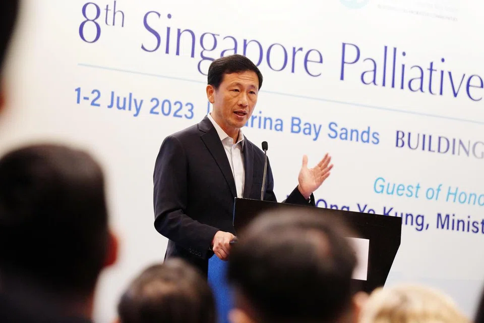 UMUMKAN PERUBAHAN: Menteri Kesihatan, Encik Ong Ye Kung, telah mengumumkan beberapa perubahan termasuk dalam sokongan pembiayaan bagi penjagaan paliatif semasa menyampaikan ucapan di Persidangan Penjagaan Paliatif Singapura ke-8 di Pusat Konvensyen dan Ekspo Sands.