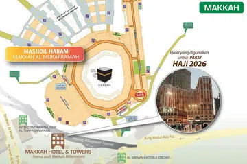 Untuk mendapatkan gambaran lebih jelas mengenai tempat penginapan, jemaah disaran merujuk peta yang disediakan di laman web syarikat.