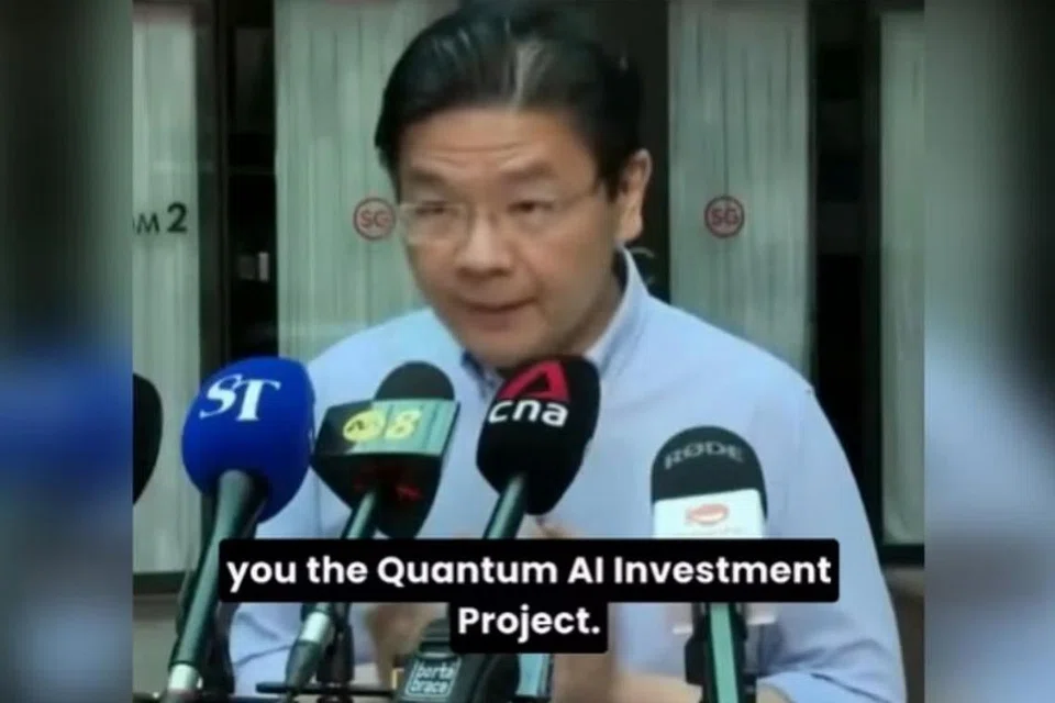 UBAH VIDEO ASLI: Video ‘deepfake’  yang menunjukkan mulut Timbalan Perdana Menteri (DPM), Encik Lawrence Wong diubah dengan ketara untuk bergerak selari dengan suara palsu yang mempromosikan  pelaburan yang tidak wujud.