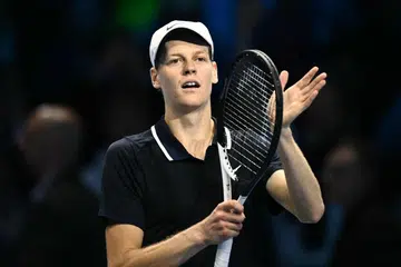 Pemain nombor satu dunia, Jannik Sinner meraikan kejayaannya selepas menangi perlawanan menentang pemain Amerika Syarikat, Taylor Fritz pada kejohanan tenis Final ATP di Turin pada 12 November.