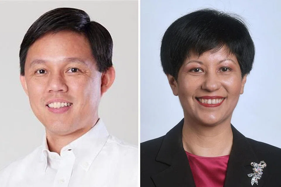 Encik Chan Chun Sing (kiri) Cik Indranee Rajah (kanan)