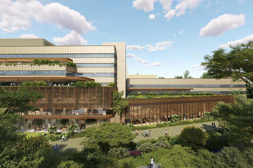 Lakaran artis kampus Apple yang diperluas di Ang Mo Kio. 