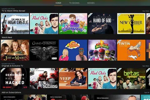 BERANEKA FILEM: Skrin ini memaparkan video segera Amazon yang menumpukan kepada filem Amerika dan rancangan televisyen Amazon seperti Golden Globe, Mozart In The Jungle, The Man In The High Castle dan Bosch. - Foto AMAZON INSTANT VIDEO