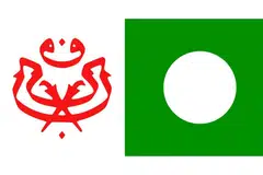DAFTAR PARTI: Parti Umno dan Pas (logo masing-masing di kiri dan kanan) bersetuju mendaftar Muafakat Nasional secara rasmi dengan Jabatan Pendaftar Pertubuhan (ROS). - Foto INTERNET