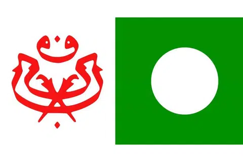 DAFTAR PARTI: Parti Umno dan Pas (logo masing-masing di kiri dan kanan) bersetuju mendaftar Muafakat Nasional secara rasmi dengan Jabatan Pendaftar Pertubuhan (ROS). - Foto INTERNET