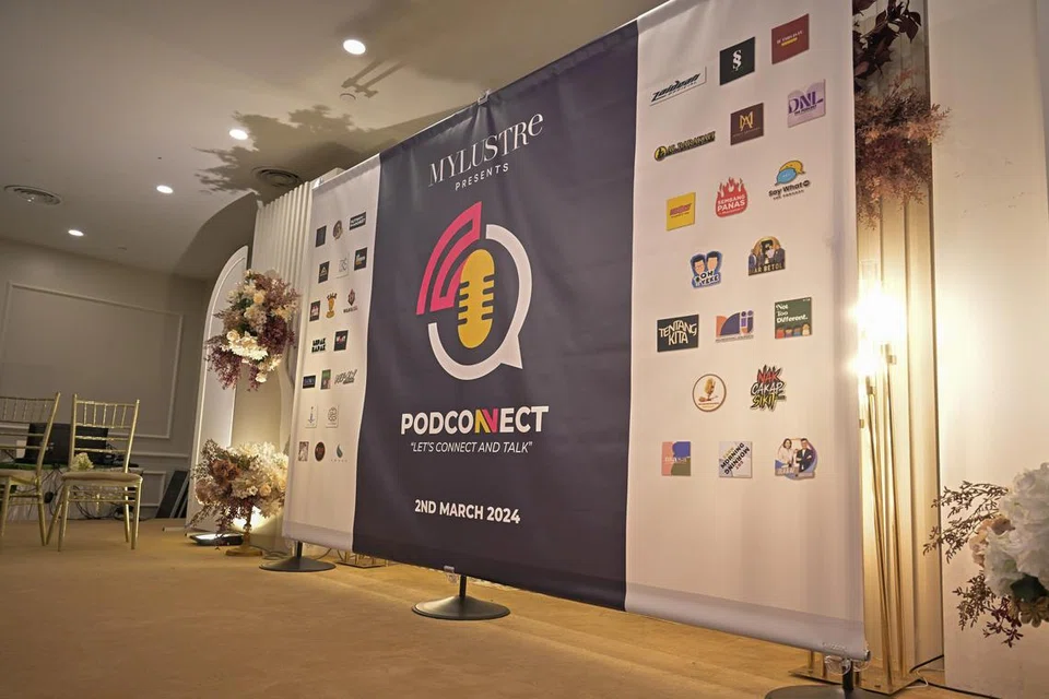 Sesi PodConnect SG menerima 100 peserta, 45 kumpulan penaja dan kumpulan podcast pada 2 Mac 2024.