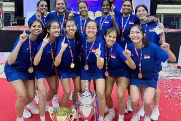 Para pemain bola jaring Singapura tundukkan juara bertahan dua kali, Sri Lanka dalam final Kejohanan Bola Jaring Asia pada 27 Oktober 2024.