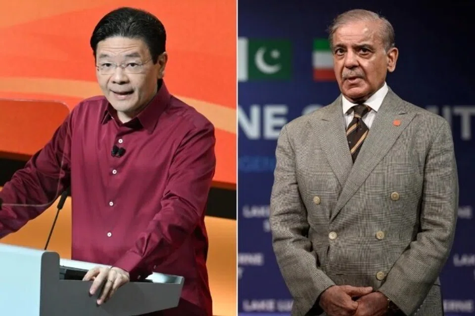 Perdana Menteri, Encik Lawrence Wong (kiri), dalam surat kepada Perdana Menteri Pakistan, Encik Muhammad Shehbaz Sharif, pada 24 Ogos, berkata kedua-dua negara menikmati “hubungan yang mesra dan erat”.