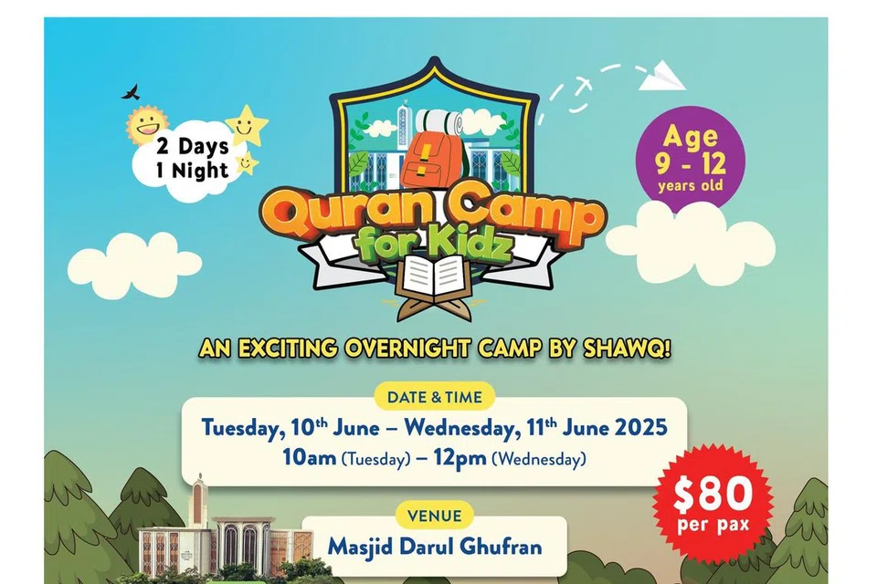 Perkhemahan dua hari satu malam ini bermula pada 10 pagi pada 10 Jun dan berakhir pada 12 tengah hari pada 11 Jun dan diadakan di Masjid Darul Ghufran di Tampines.