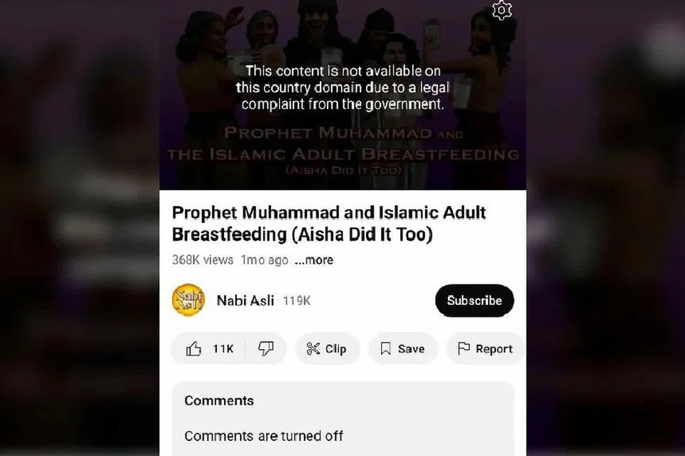 Antara video yang merosakkan imej agama serta Nabi Muhammad saw di YouTube, yang tular dan boleh diakses pelayar.
